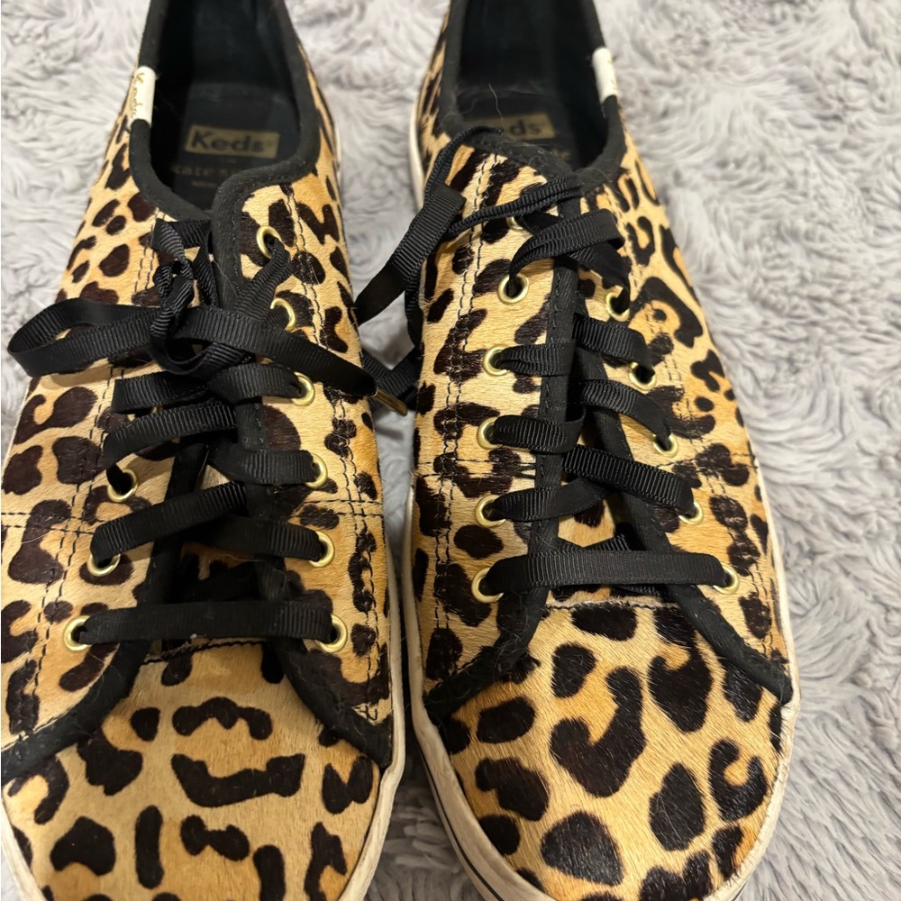 Kate Spade Keds Leopard Print Sneakers with Black Accents